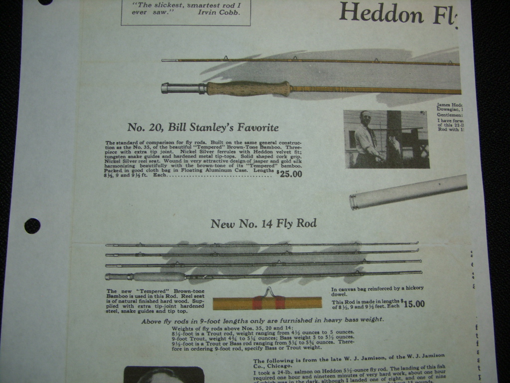 HEDDON Catalog Listings, 1924-56 w/Ferrule & Fly Rod Charts - The