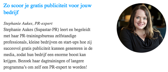 Stephanie Aukes geeft seminar tijdens Dag van de ZZP'er 2017 in Amersfoort over gratis publiciteit