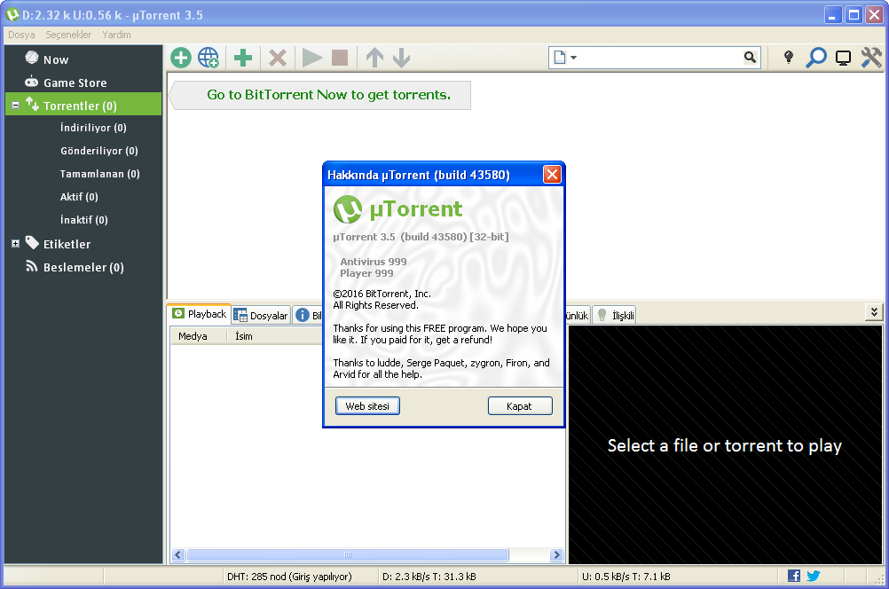 uTorrentPro 3.5.4 Build 44520 | Katılımsız