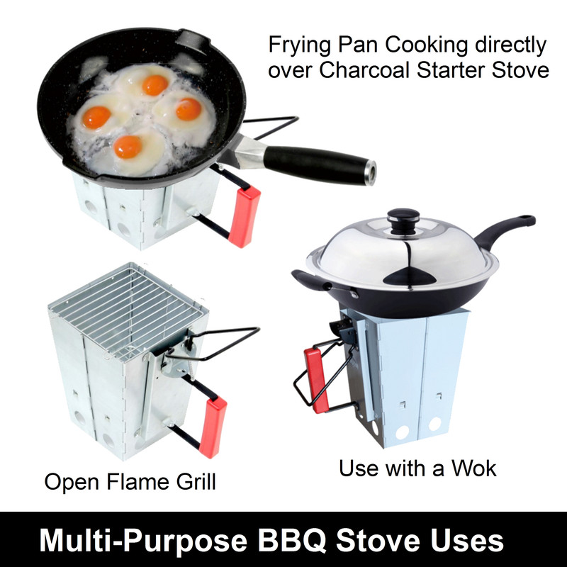 BBQ CHARCOAL FAST FIRE STARTER CHIMNEY CANNISTER COOKING STOVE GRILL