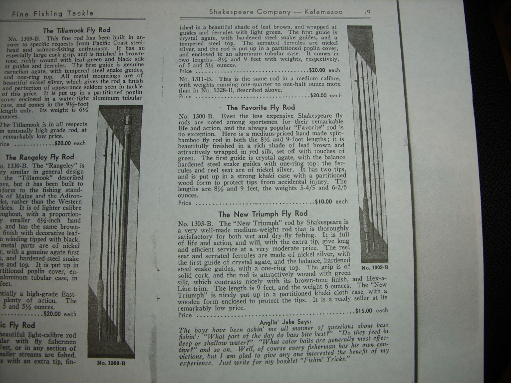 Vintage Shakespeare Arizona Bamboo Fly Rod. 6’ 6” 1233-B. W/ Tube and Sock.