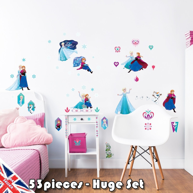 53pcs Disney Frozen Wall Stickers Princess Elsa Anna Vinyl Bedroom 53pcs Disney Frozen Wall Stickers Set