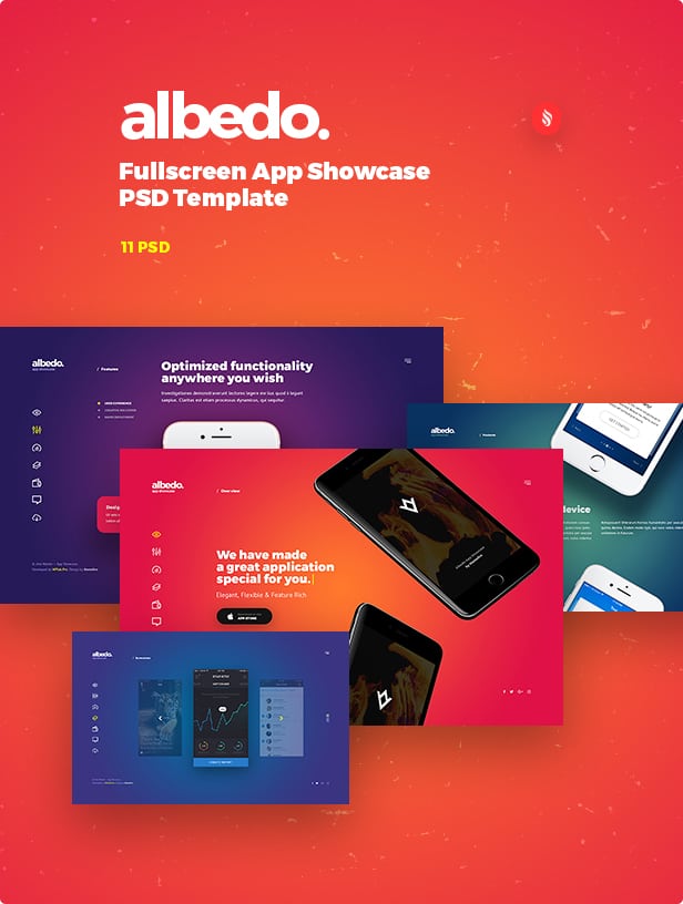 Albedo - Full Screen App Showcase PSD Template - 1