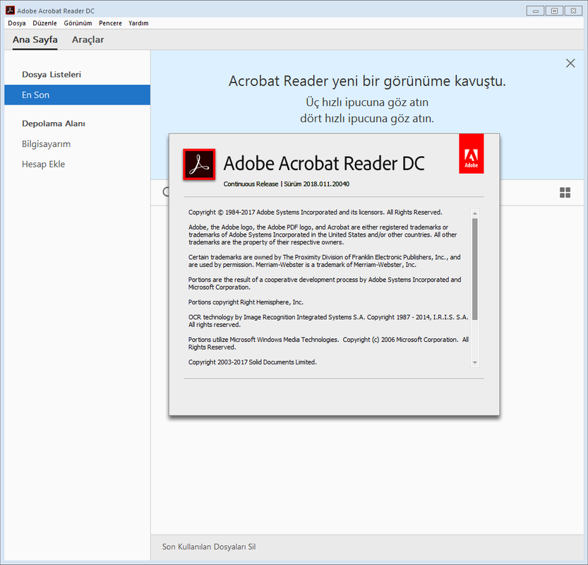 Adobe Acrobat Reader DC 2018.011.20055 | Katılımsız