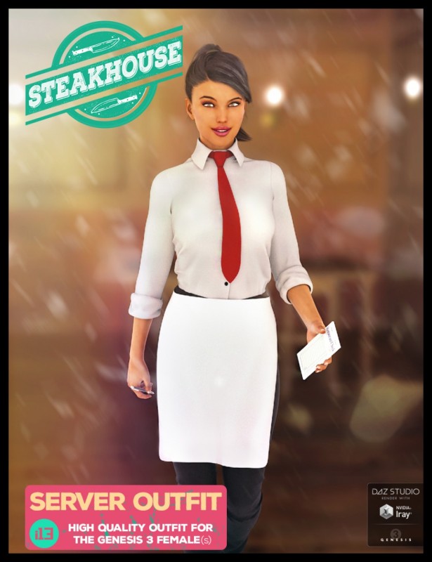 i13 Steakhouse Server Outfit for the Genesis 3 Female(s)