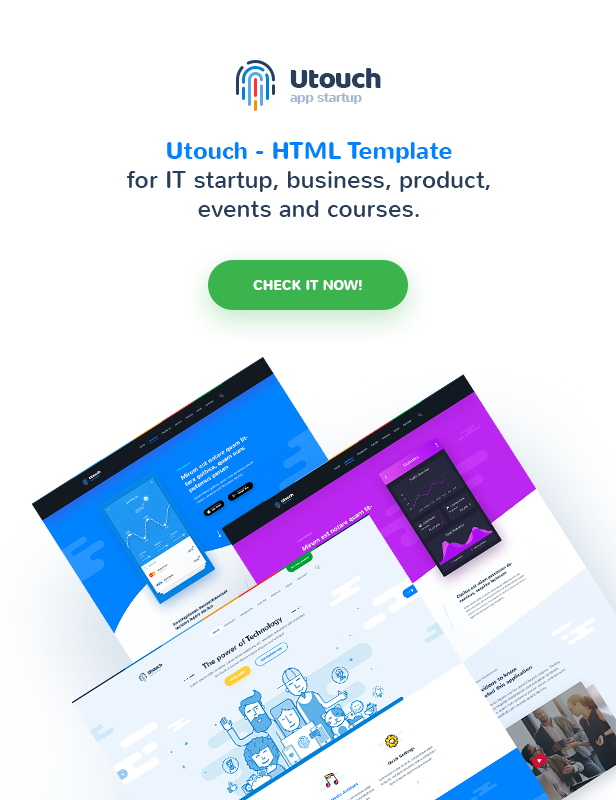 Utouch - App Startup Website PSD Template - 2