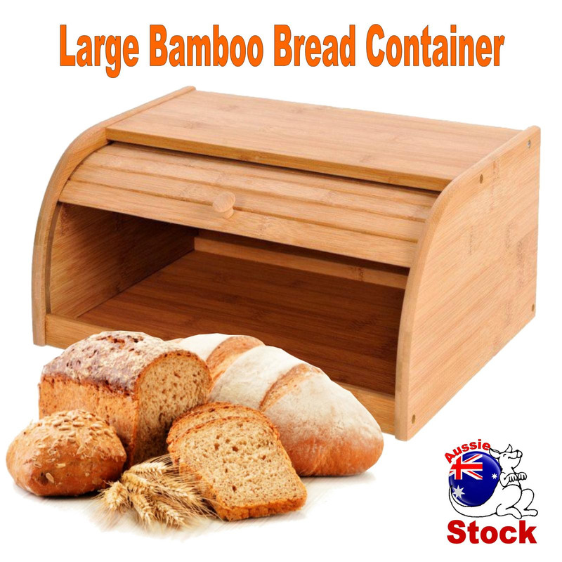 Bamboo Bread Bin Storage Box Kitchen Food Loaf