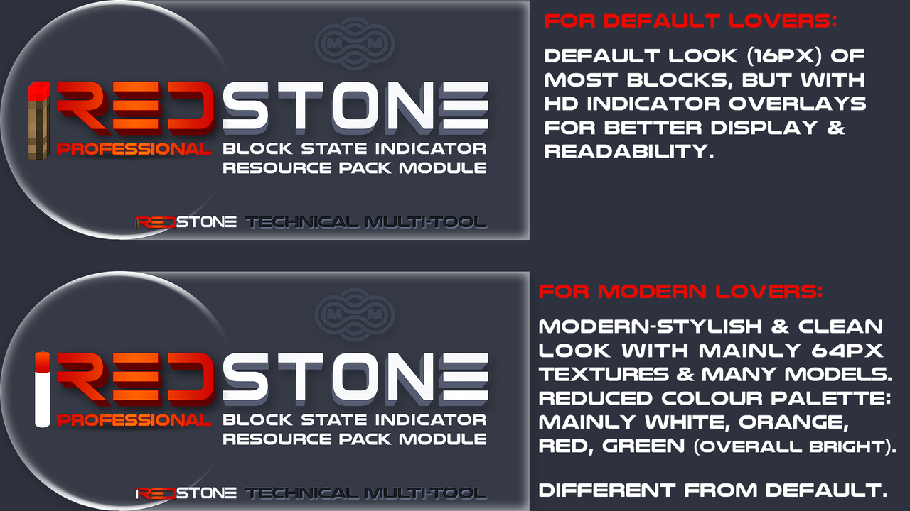 iREDSTONE [Modern HD version] [1.17 snapshots] [1.16.x] [1.15.x] [1.14] [1.13.x] [1.12.x] [1.11.x] | Power Level and other Indicators resource pack | [WiP] Minecraft Texture Pack