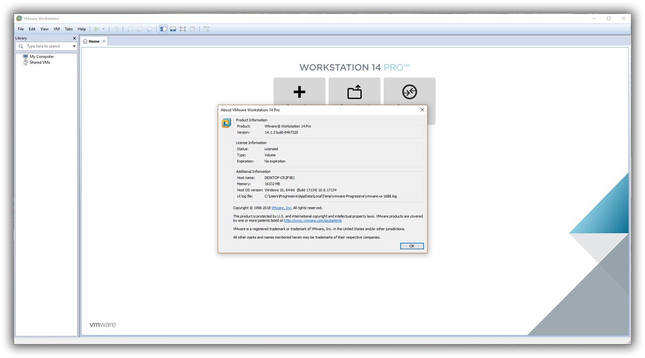 VMware Workstation Pro 14.1.2 Build 8497320 (x64) | Katılımsız