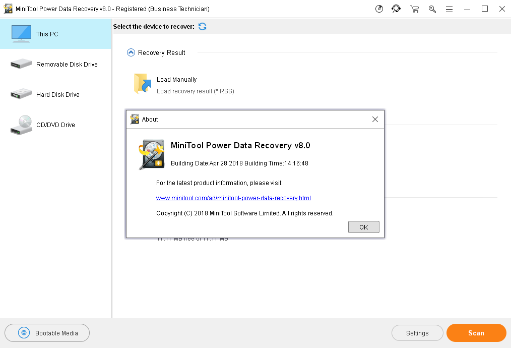 MiniTool Power Data Recovery Business Technician 8.0 | Katılımsız