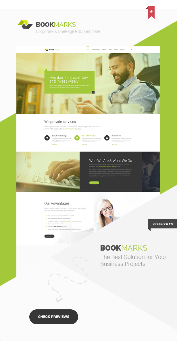 BookMarks - Corporate & OnePage PSD Template - 1